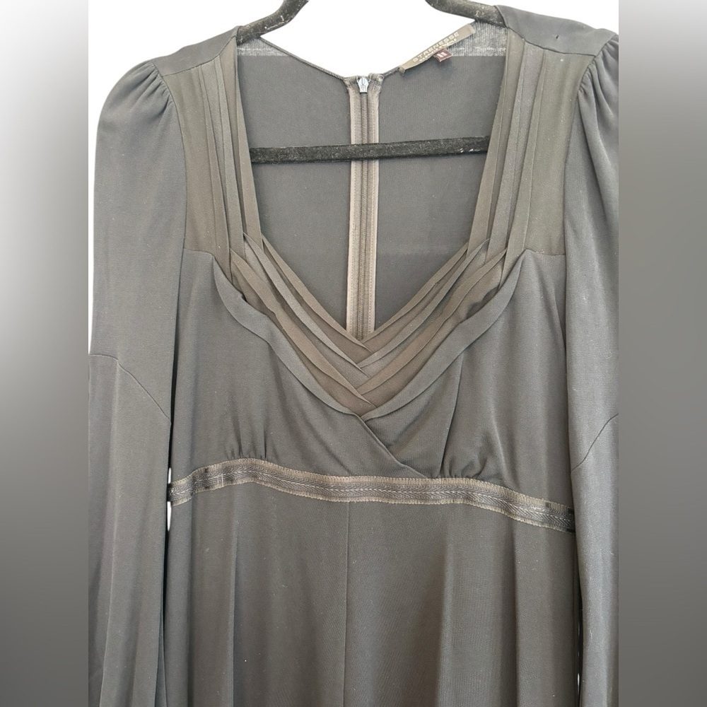 Strenesse Gabrielle Strehle Black Flowy Chiffon Long Sleeve Dress Beautiful 6 - Picture 2 of 6